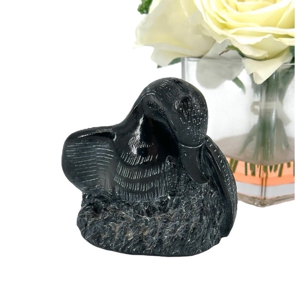 Vintage Canada Aardvark Swan Canadian Goose Or Duck Black Soapstone Hand Carved